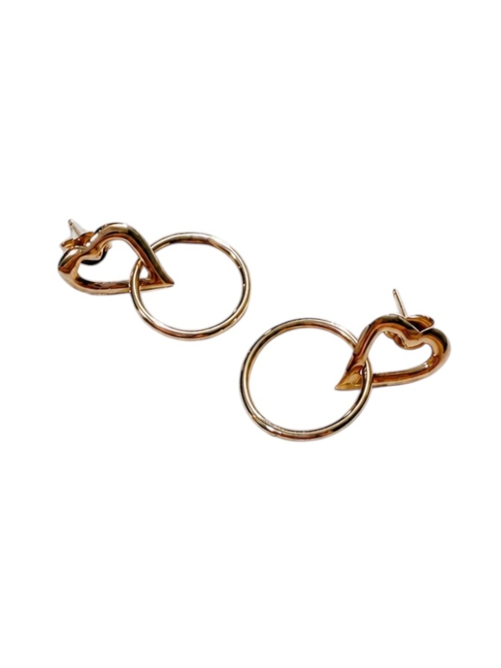 10K Gold ($200) Hearts With Interlocked Sleeper Hoops